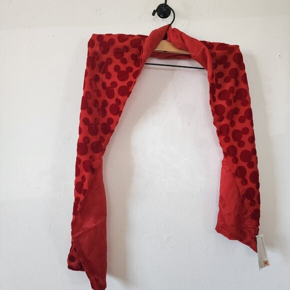 Mickey Unlimited Red Scarf 60" Mickey Mouse Logo NWT Deadstock - Picture 1 of 5